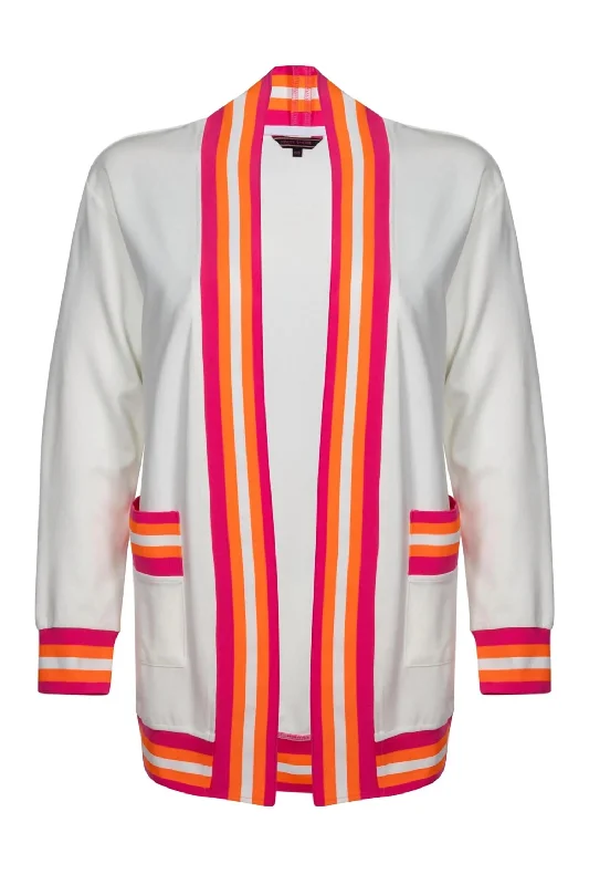 Weekend Extravaganza: Shop Now Women's Cody Riot Cardigan In White/pink/orange