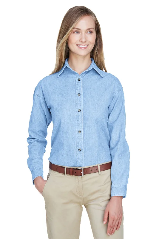 Weekend Savings Extravaganza UltraClub Womens Cypress Denim Long Sleeve Button Down Shirt - Light Blue Weekend Savings Extravaganza UltraClub Womens Cypress Denim Long Sleeve Button Down Shirt - Light Blue