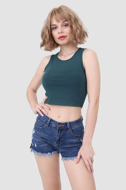 Weekend Bargains Await You Sleeveless Slim Crop Top