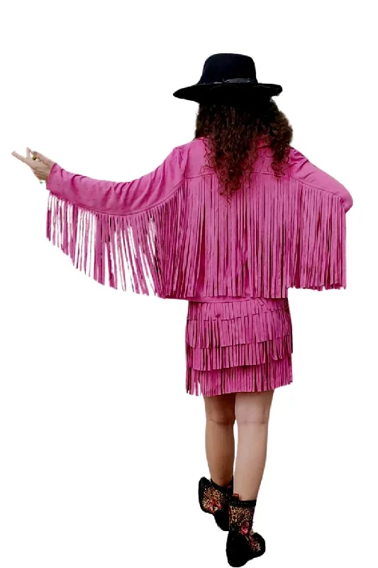 WAY Magenta Fringe Jacket-Final Price