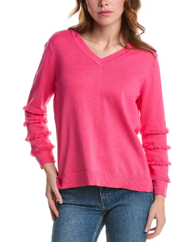 Now or Never Edinburgh Knitwear Fringe V-Neck Sweater