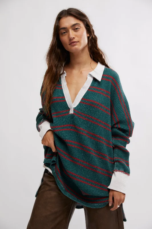 Midnight Madness Striped Travis Polo Top
