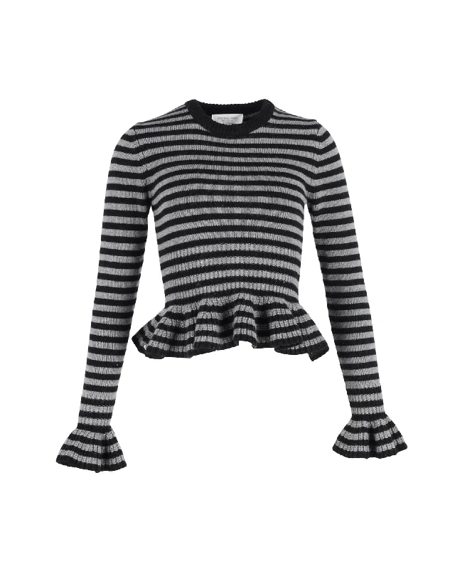 Weekend Discounts to Relish Michael Kors Striped Peplum Sweater in Multicolor Cashmere