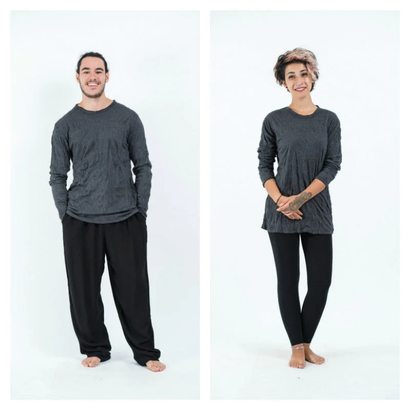 Weekend Savings Sensation Unisex Solid Color Long Sleeve T-Shirt in Black