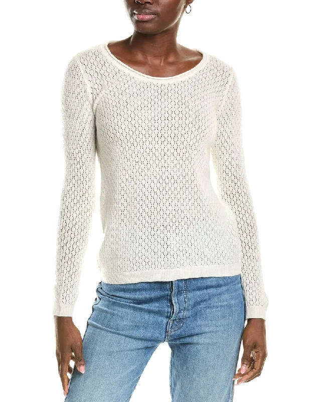 Weekend Special sofiacashmere Pointelle Scoop Neck Cashmere Sweater