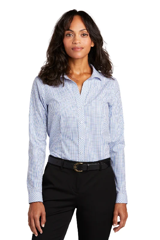 Weekend Bargains to Savor Red House Womens Check Wrinkle Resistant Long Sleeve Button Down Shirt - Medium Blue/White - Closeout Weekend Bargains to Savor Red House Womens Check Wrinkle Resistant Long Sleeve Button Down Shirt - Medium Blue/White - Closeout