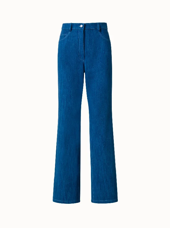 Straight Full Length Denim Pants