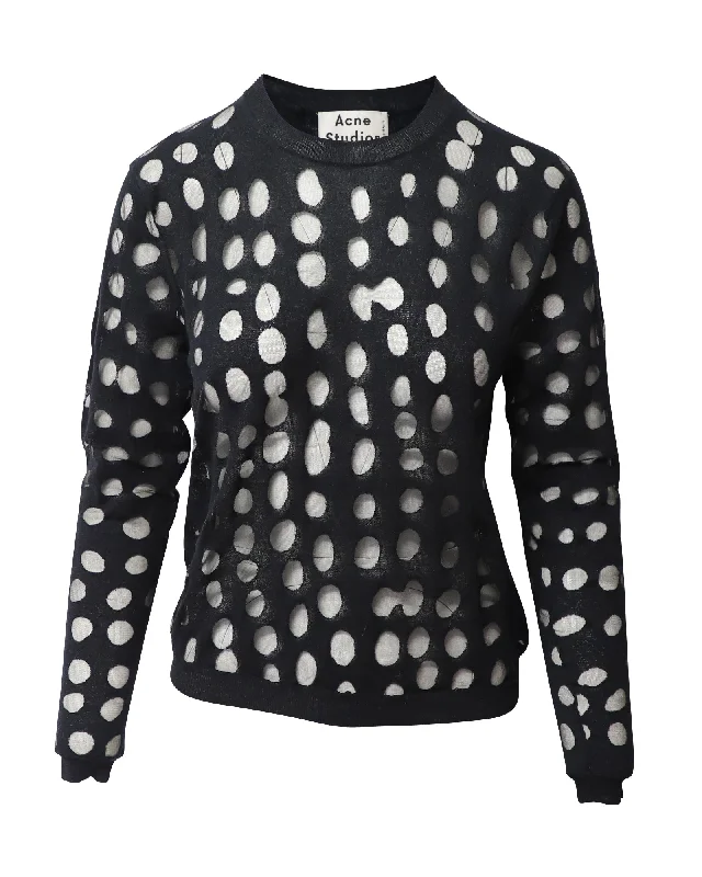 Weekend Discounts to Enjoy Acne Studios Ninah Dots Jumper in Black Cotton Blend