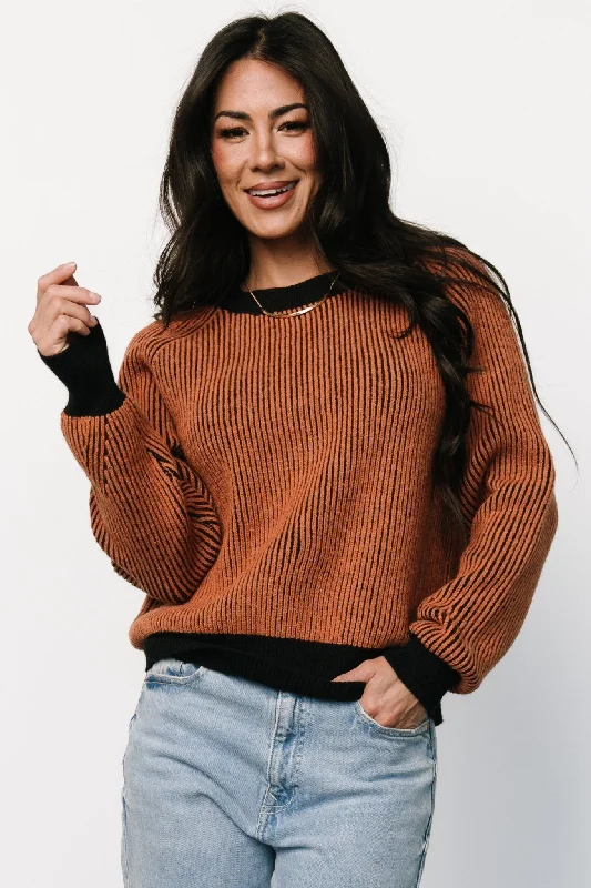 Time-Sensitive Winifred Ribbed Sweater | Black + Spice