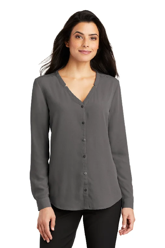 Take Advantage Port Authority Womens Long Sleeve Button Down Shirt - Sterling Grey
