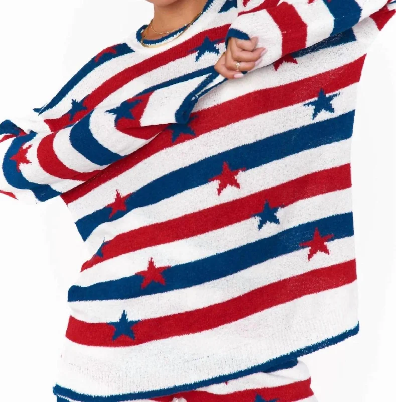 Make Your Weekend Count with Savings Go To Sweater In Star Spangled Stripe Knit