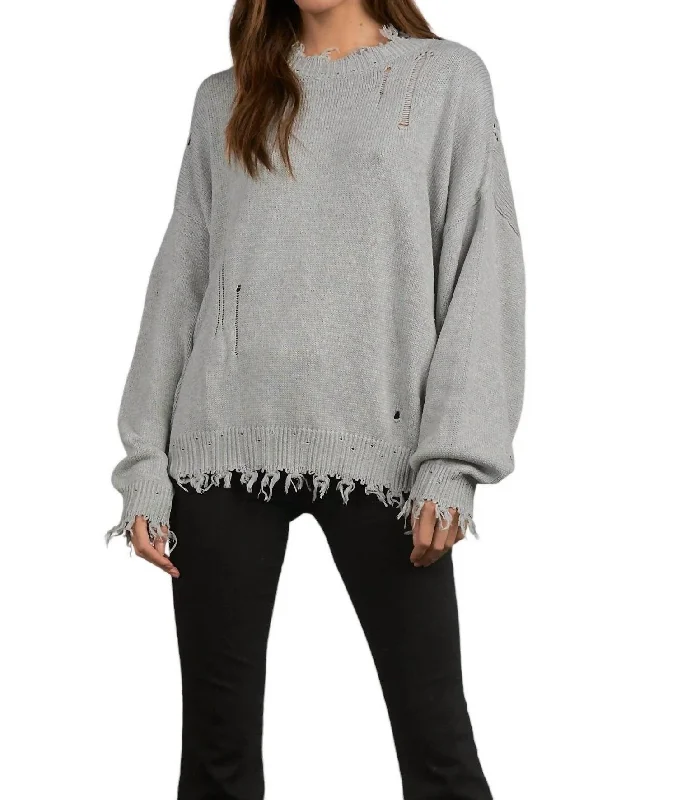 Weekend Bargains to Indulge In F22 Distressed Crewneck Sweater In Grey