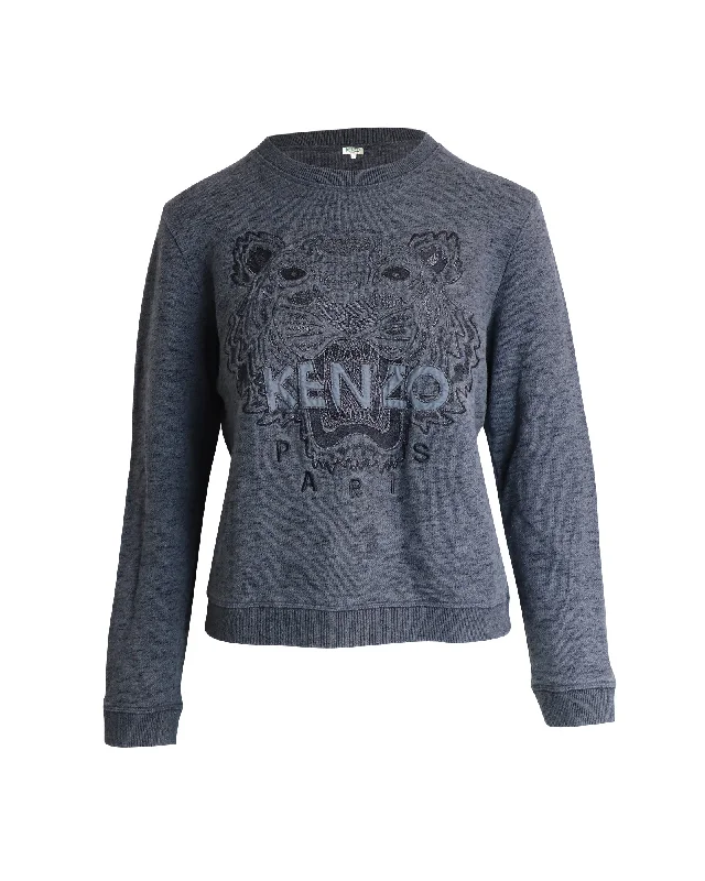 Super Deal Kenzo Embroidered Tiger Melange Sweatshirt in Grey Cotton