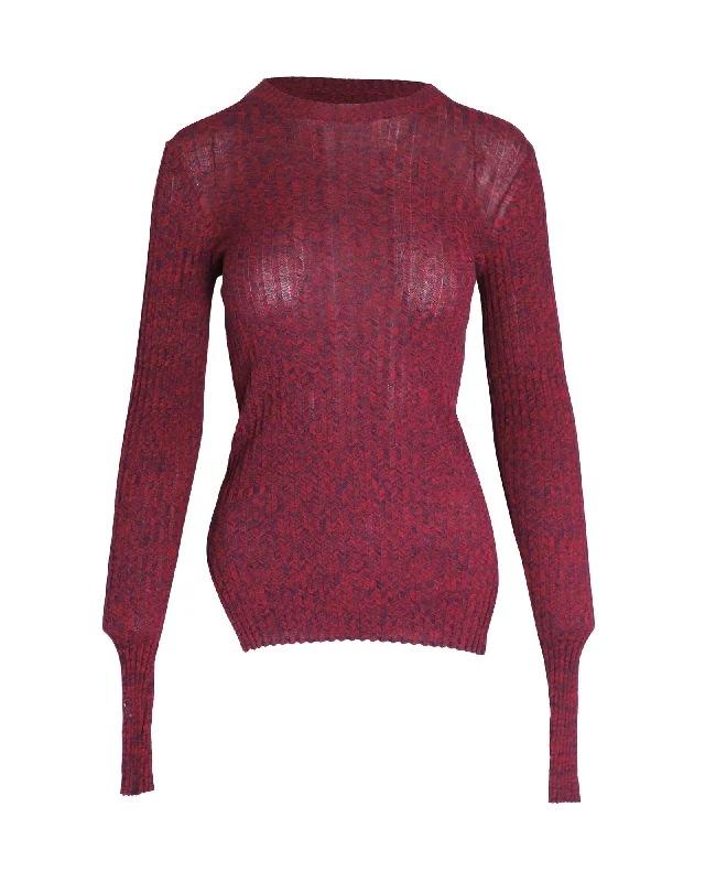 Exclusive Weekend Offers Inside Celine Ribbed Sweater in Burgundy Cotton