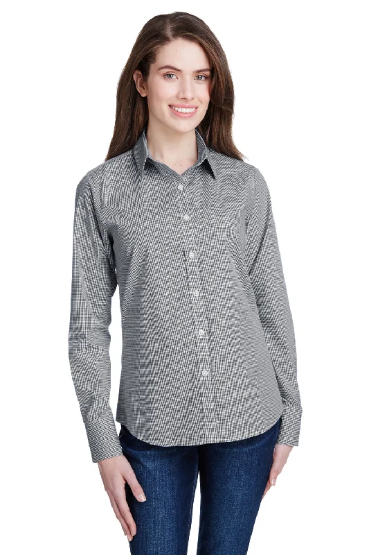 Weekend Sale: Don't Miss Out Artisan Collection Womens Microcheck Gingham Long Sleeve Button Down Shirt - Black/White Weekend Sale: Don't Miss Out Artisan Collection Womens Microcheck Gingham Long Sleeve Button Down Shirt - Black/White