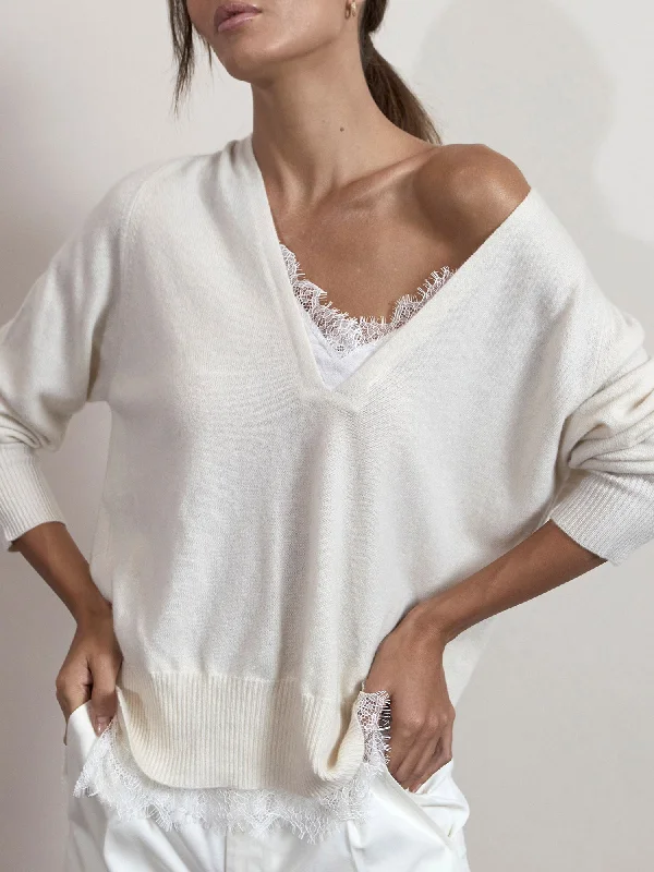 The Lace Vee Looker Pullover