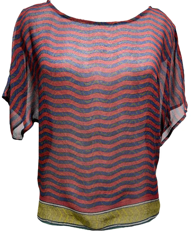 Weekend Extravaganza: Shop Now PRG2360 Golden-Plumed Parakeet Sheer Avatar Pure Silk Boxy Top