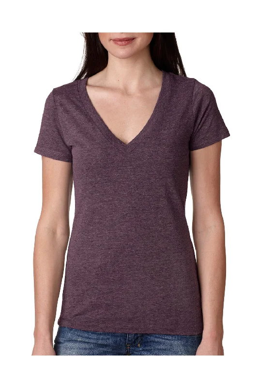 Markdown Sale Next Level Womens Jersey Short Sleeve V-Neck T-Shirt - Vintage Purple - Closeout