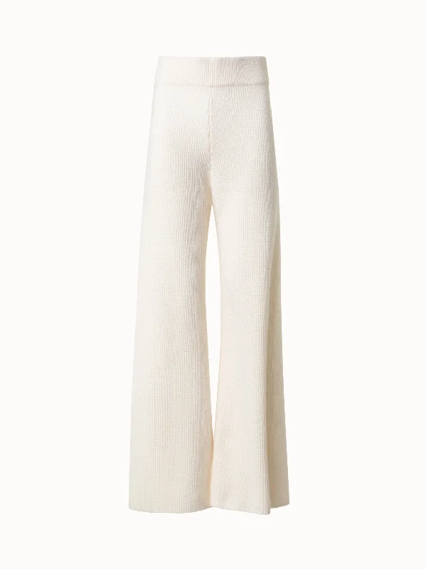 Wide Leg Knit Pants in Wool Cashmere Blend