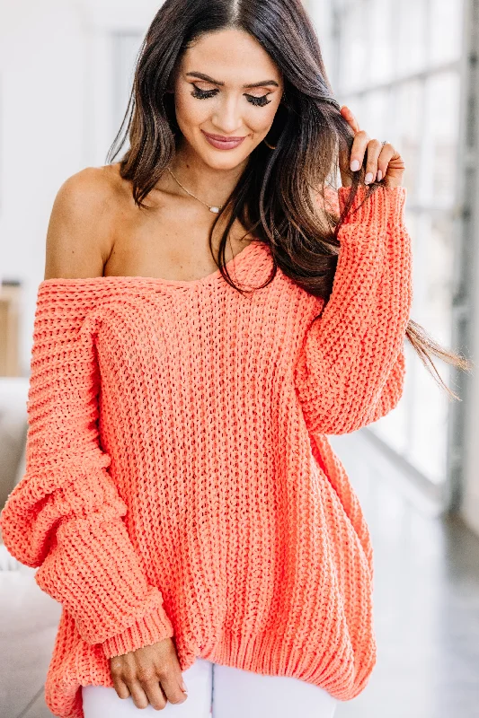 More Than You Know Coral Orange Sweater