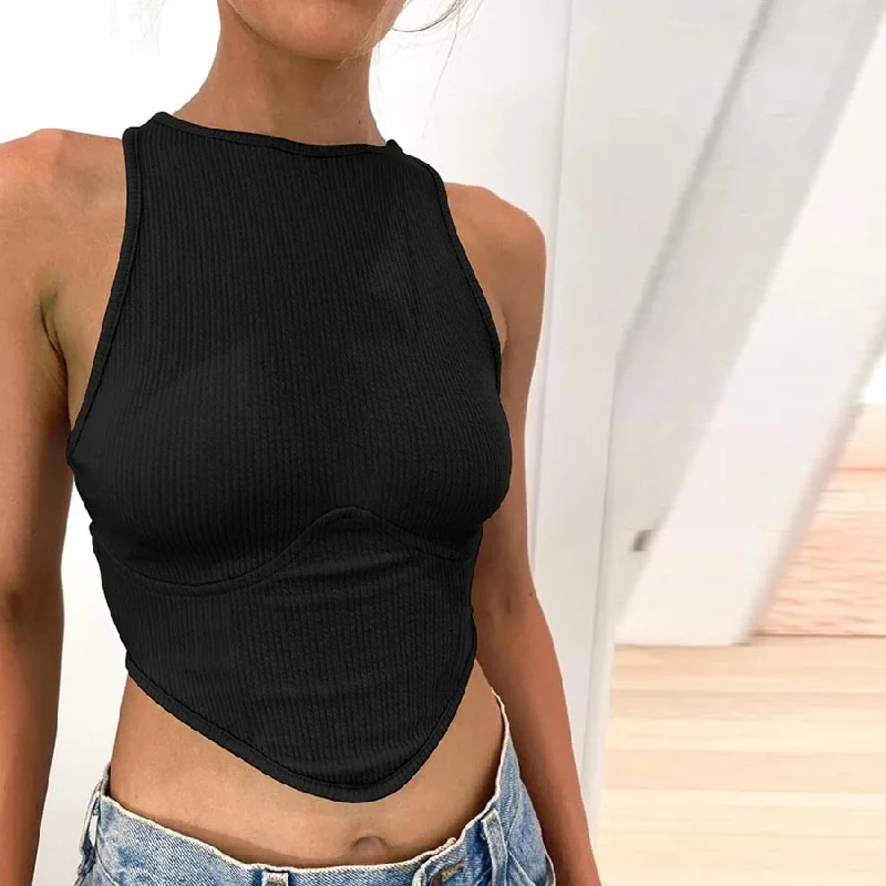 Steal Deal Black Ribbed Crop Top