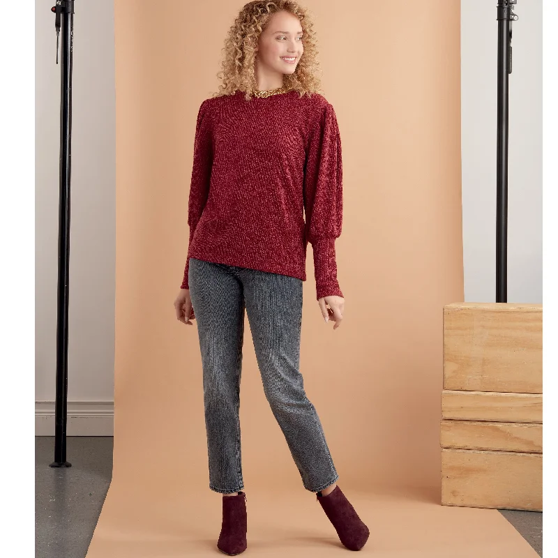 Midnight Madness Simplicity Sewing Pattern 9385 Misses' Knit Tops with Length and Sleeve Variations