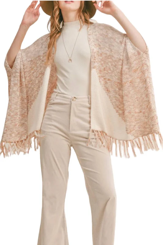 Flash Deal New Energy Fringe Cardigan In Ivory Ginger