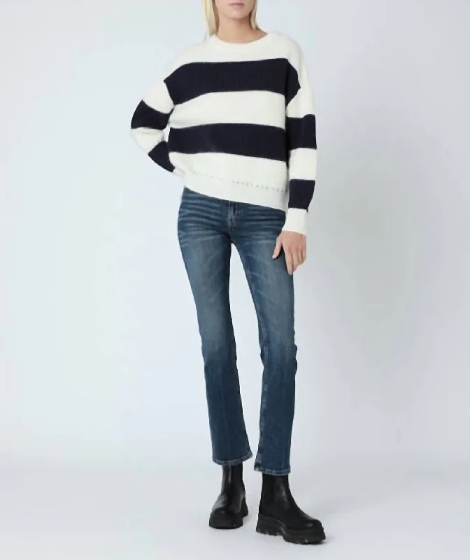 Weekend Savings Galore Stripe Sweater In Navy