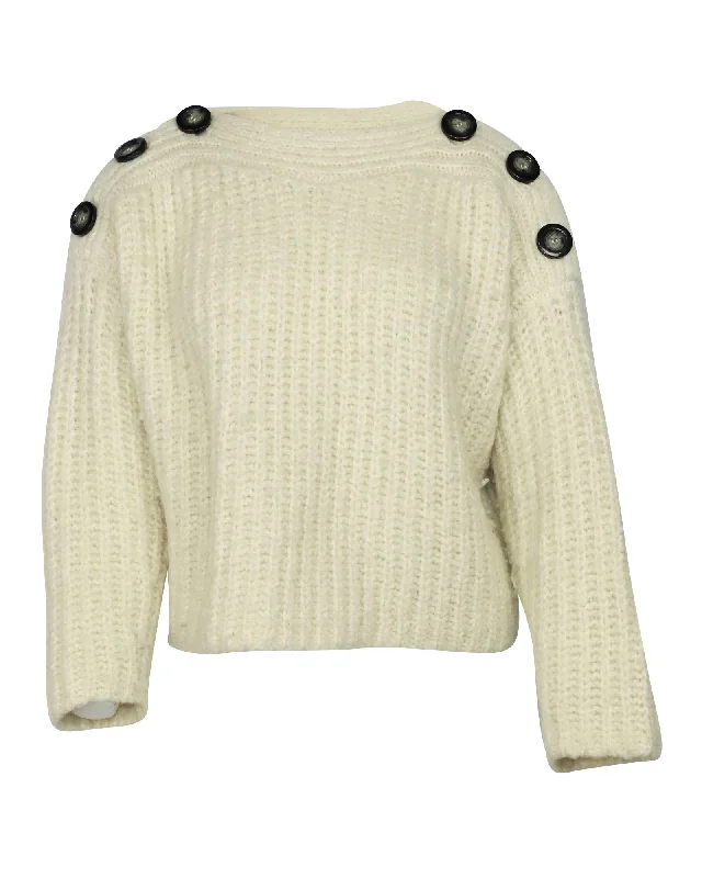 Weekend Savings Spectacular Isabel Marant Button-detail Sweater in White Wool