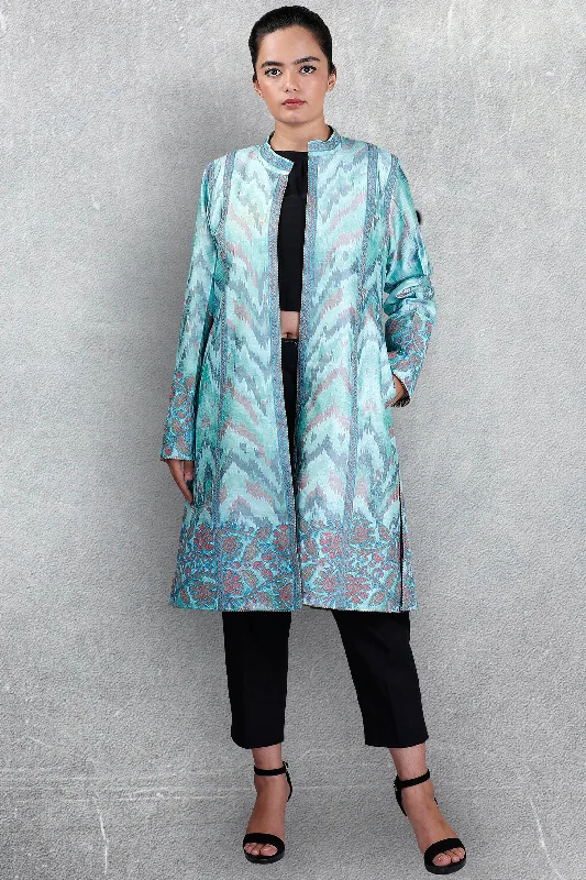 Blue Ikkat Raw Silk Jacket