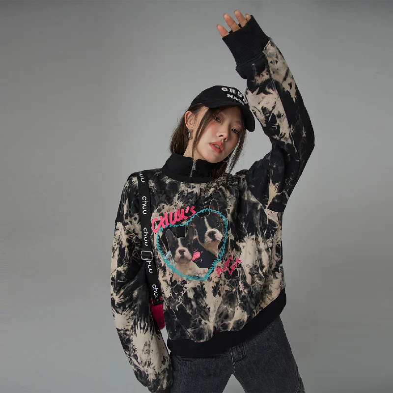 Take Action Puppy Love High Neck Tie-Dye Sweatshirt