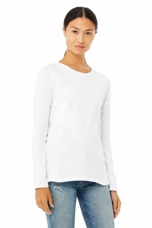 Bella + Canvas Womens Jersey Long Sleeve Crewneck T-Shirt - White