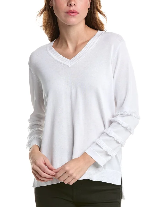 Take Advantage Edinburgh Knitwear Fringe V-Neck Sweater
