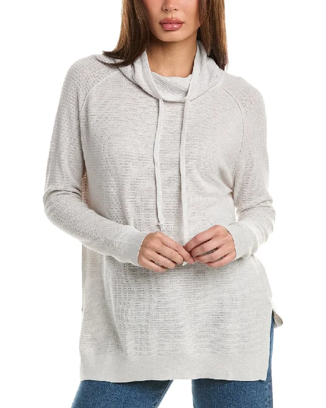 Reduced Rates Forte Cashmere Thermal Drawstring Funnel Cashmere-Blend Sweater