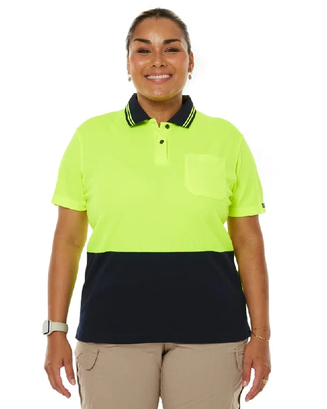 Ladies Hi Vis SS Polo - Lime/Navy