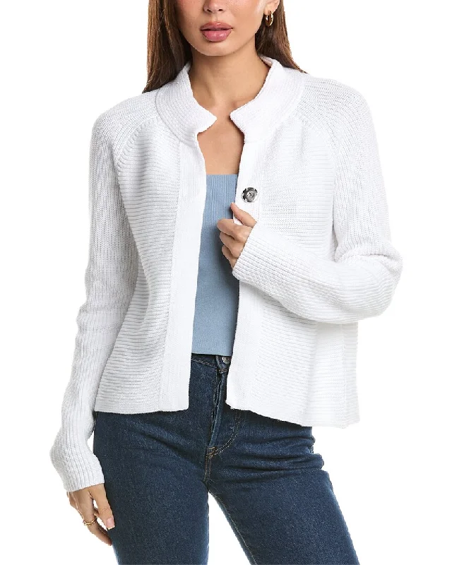 Quick Deals Forte Cashmere Rib Mock Cardigan