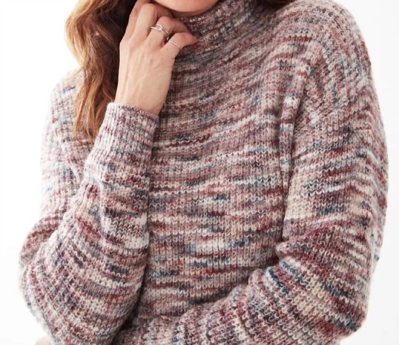 Weekend Bargains to Love Mock Neck Space Dye Sweater In Cabernet