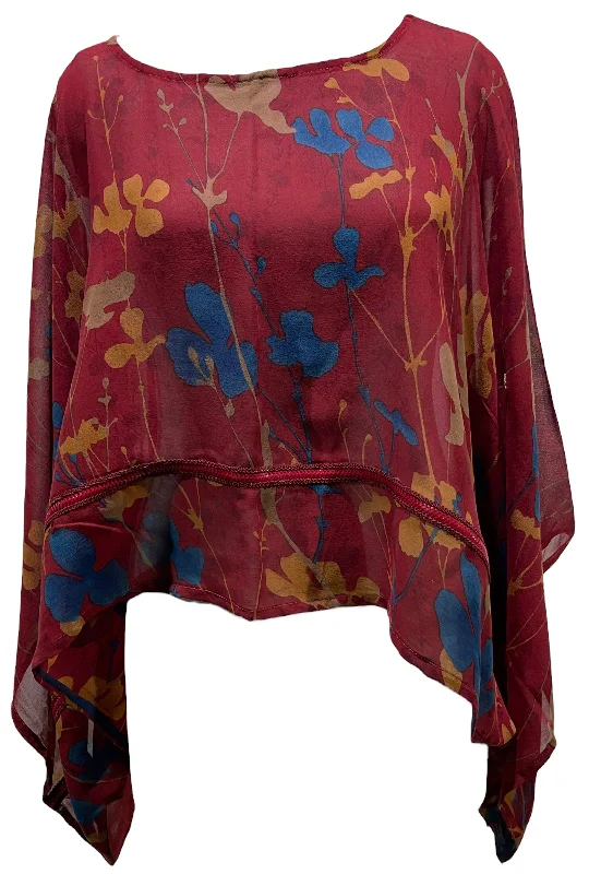 Weekend Deals to Make You Happy PRG4950  Sheer Avatar Pure Silk Kimono-Sleeved Top