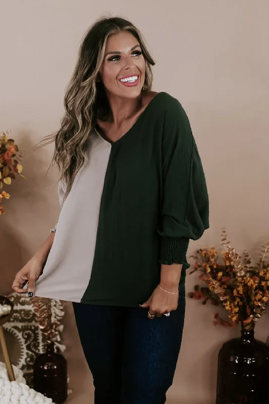 Next Level Blouse, Olive/ Cocoa