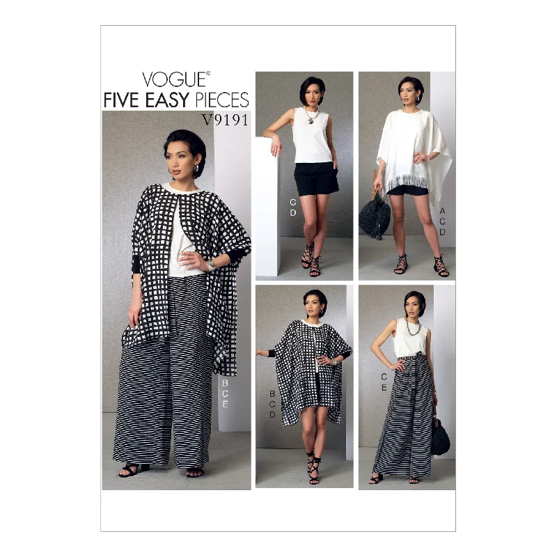 Vogue Pattern 9191 Ponchos, Back-Pleat Top, Shorts and Wrap Pants