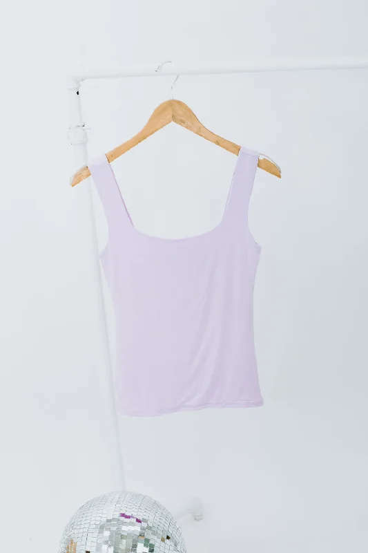 Double Layered Reg Length Tank, Lilac