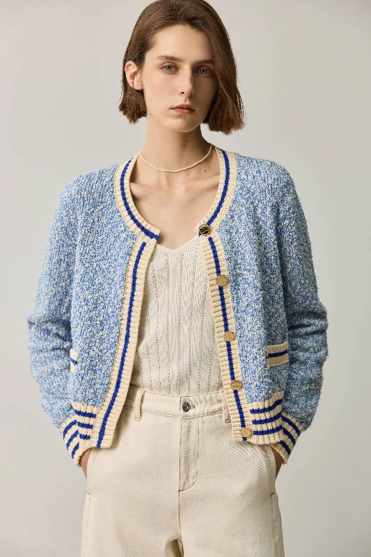 LILY Colorblock Crew Neck Cardigan