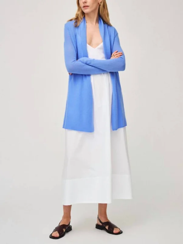 Weekend Discounts to Snag Cashmere Trapeze Cardigan In Cornflower Blue