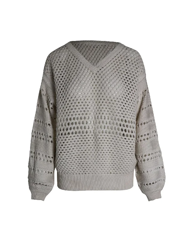 Weekend Deals You Can't Resist Chloe Crochet Sweater in Cream Cotton