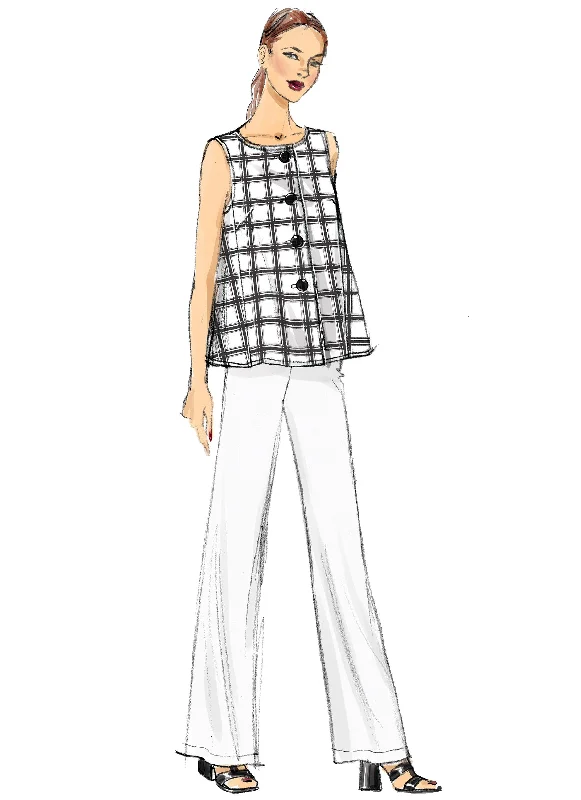 Vogue Pattern 9258 Misses' Sleeveless Tops with Pull-On Pants