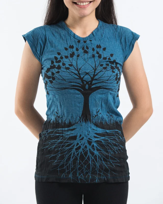 Weekend Bargains to Enjoy Womens Tree of Life T-Shirt in Denim Blue