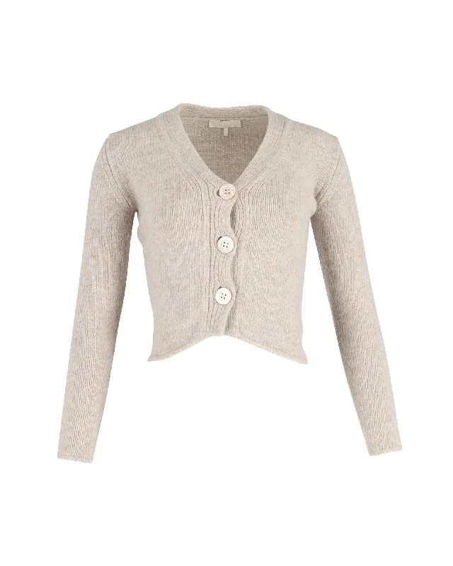 Weekend Wonders Await! Max Mara Button-Front Cardigan in Beige Wool
