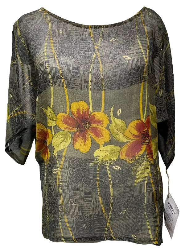 Weekend Bargains to Enjoy PRG4649 Sheer Avatar Pure Silk Side Slit Top