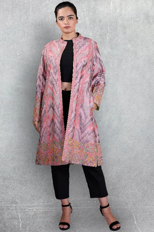 Pink Ikkat Raw Silk Jacket