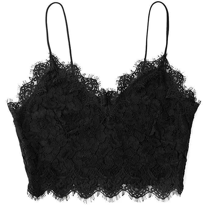 Womens Bustier Crop Top Cami Bralette V Neck Lace Tank Top Sexy Club Tops